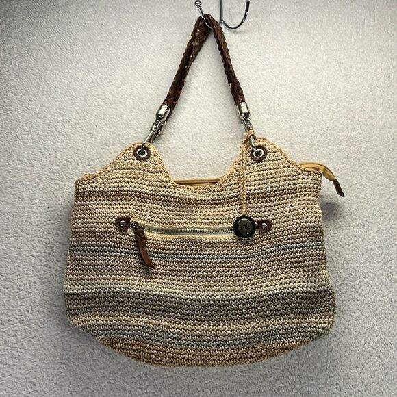 The Sak Handbags - The Sak Indio Crochet stripe woven shoulder hobo tote purse